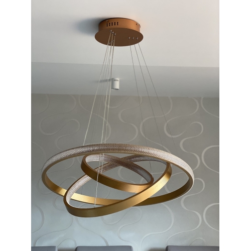 Złota wisząca lampa LED ring 80cm 112Watt L130